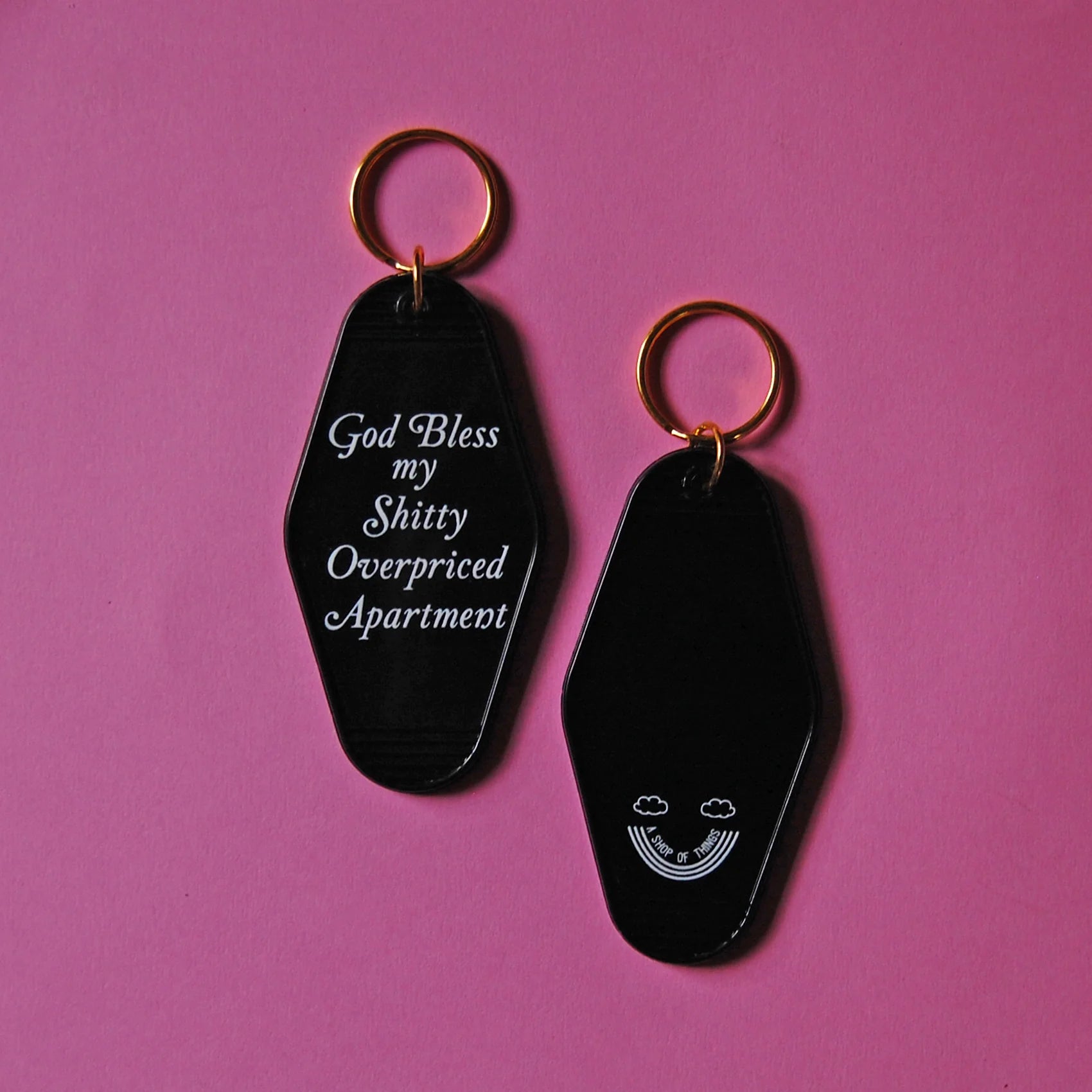 A Shop of Things - God Bless My Sh*tty Apartment Keychain