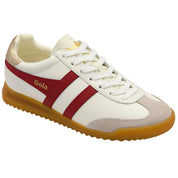 Gola - Torpedo Leather Sneakers | Off White/Deep Red/Gold