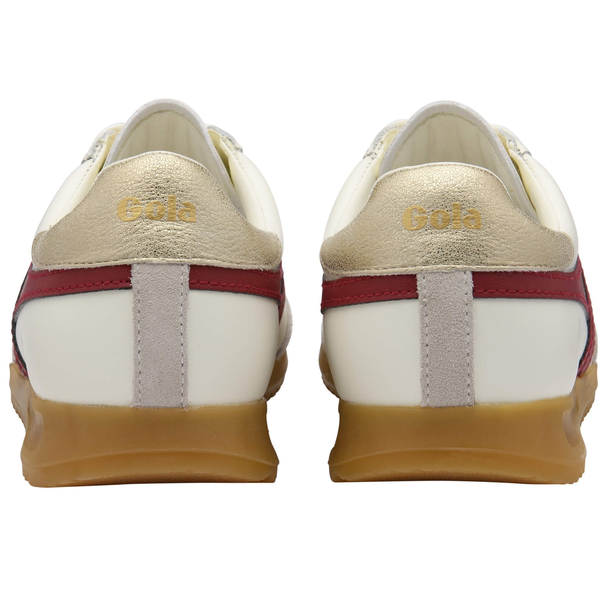 Gola - Torpedo Leather Sneakers | Off White/Deep Red/Gold