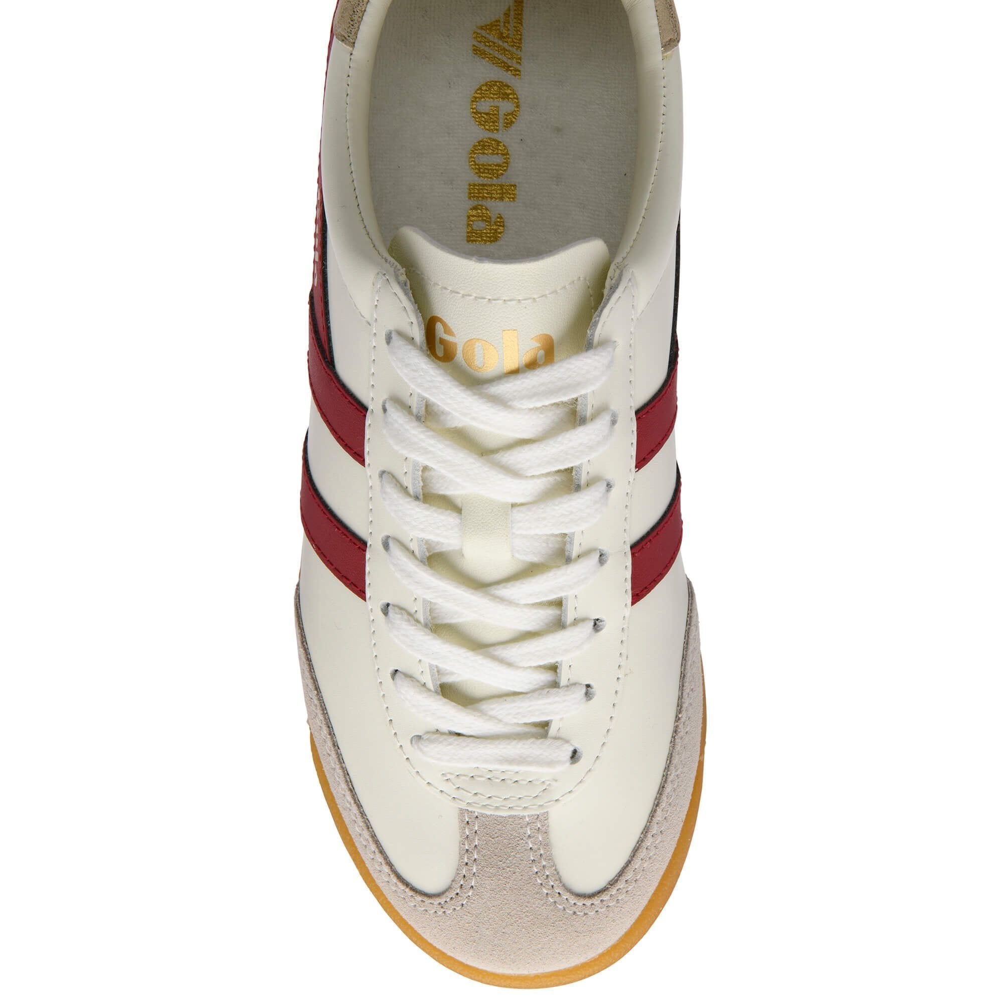 Gola - Torpedo Leather Sneakers | Off White/Deep Red/Gold