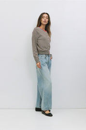 Mod Ref - The Montana Cardigan Sweater | Cream-Brown-Red