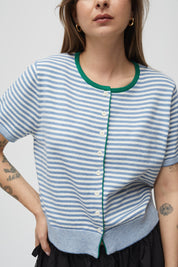 Mod Ref - The Faye Cardigan | Blue/Ivory/Green
