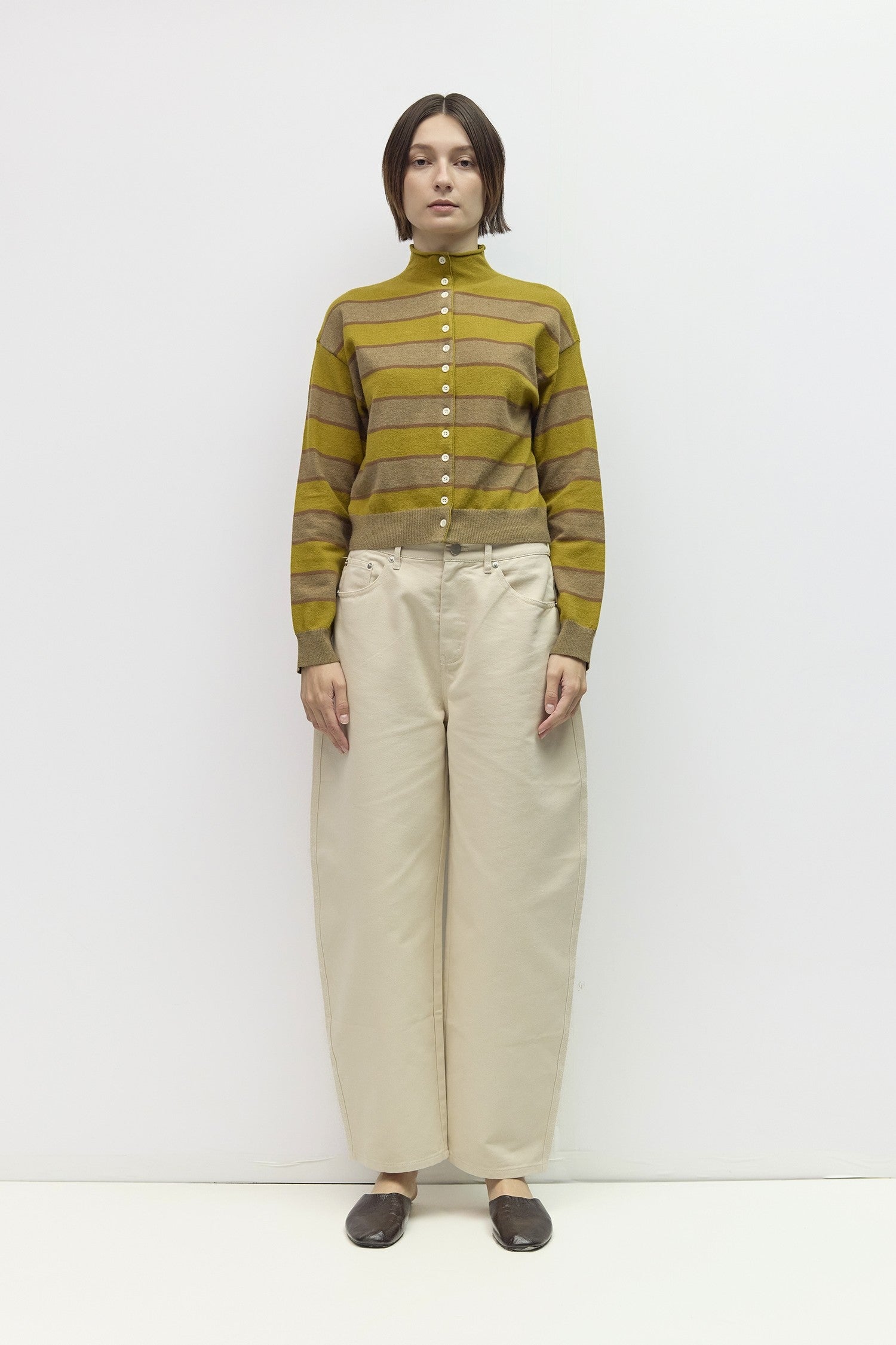 Mod Ref - The Claude Cardigan | Chartreuse/Taupe/Brown