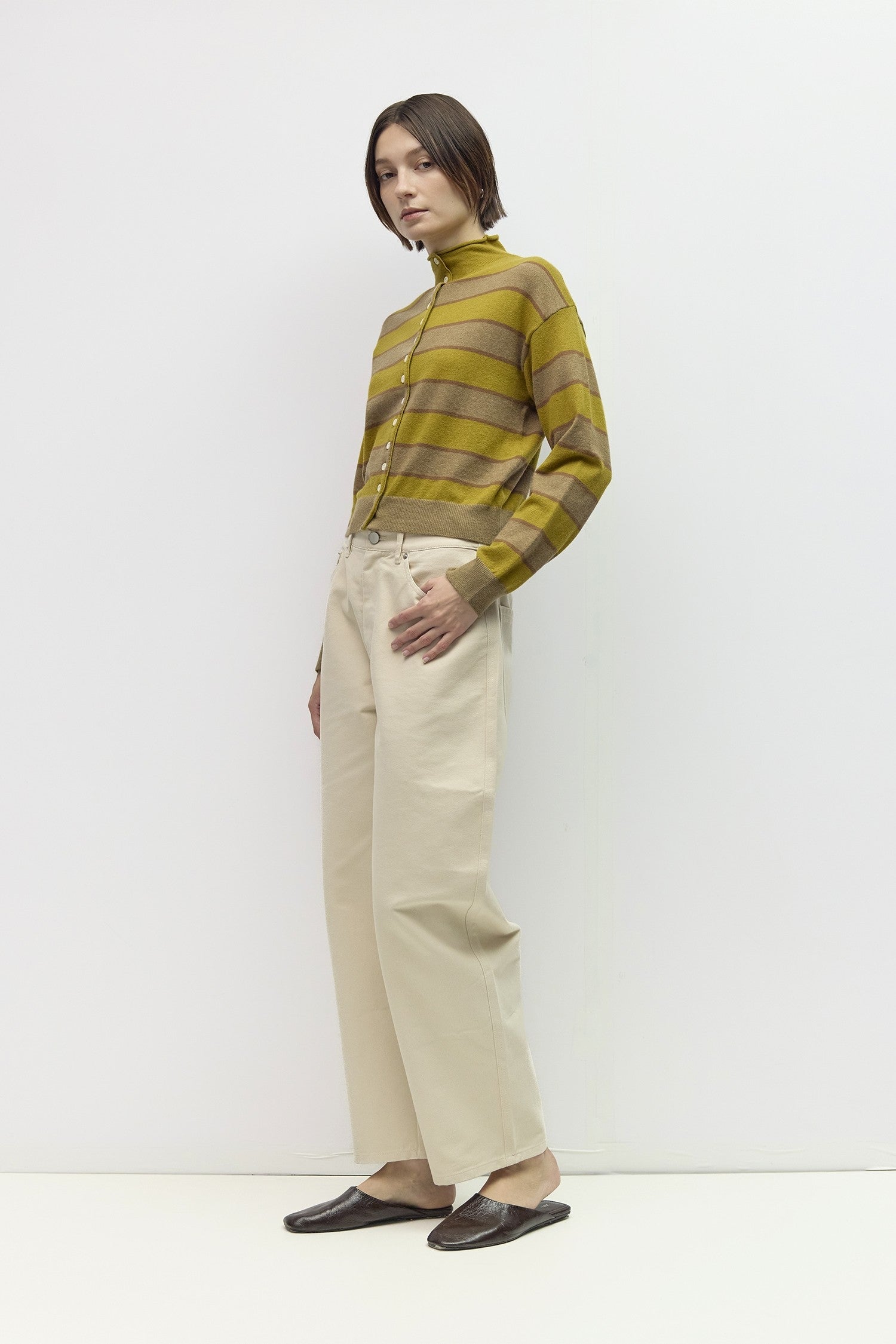 Mod Ref - The Claude Cardigan | Chartreuse/Taupe/Brown