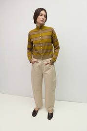 Mod Ref - The Claude Cardigan | Chartreuse/Taupe/Brown