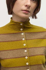 Mod Ref - The Claude Cardigan | Chartreuse/Taupe/Brown
