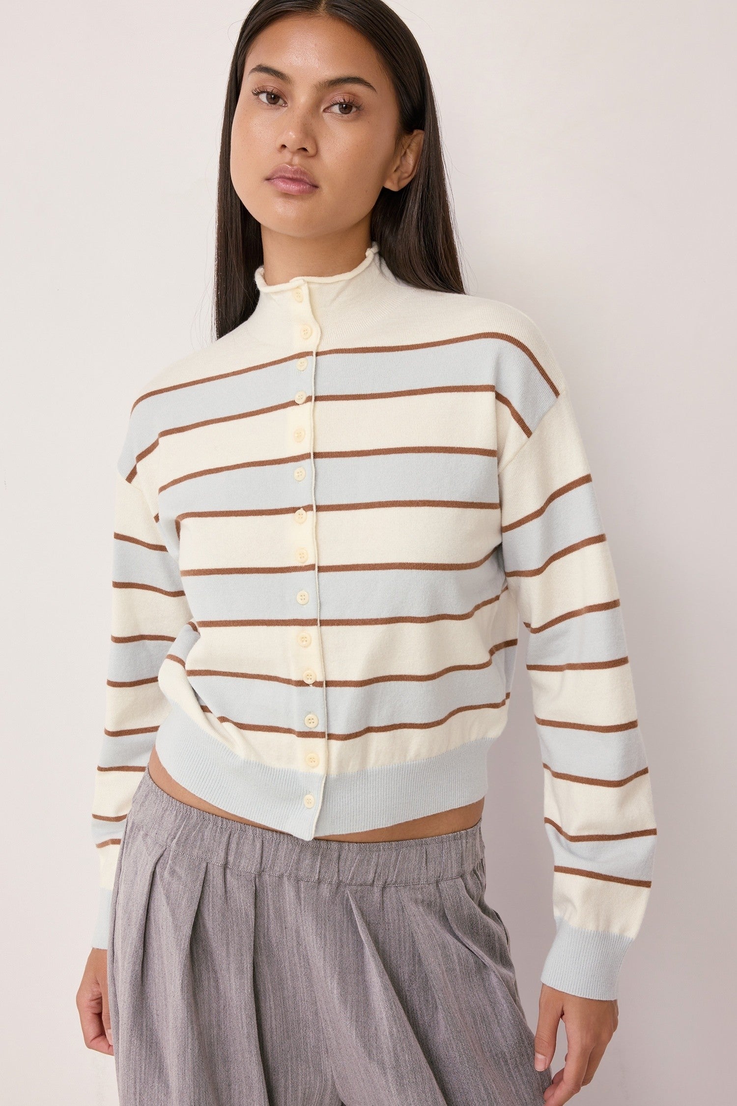 Mod Ref - The Claude Cardigan | Ivory/Blue/Mocha