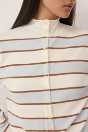 Mod Ref - The Claude Cardigan | Ivory/Blue/Mocha