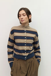 Mod Ref - The Claude Cardigan | Taupe/Navy/Brown