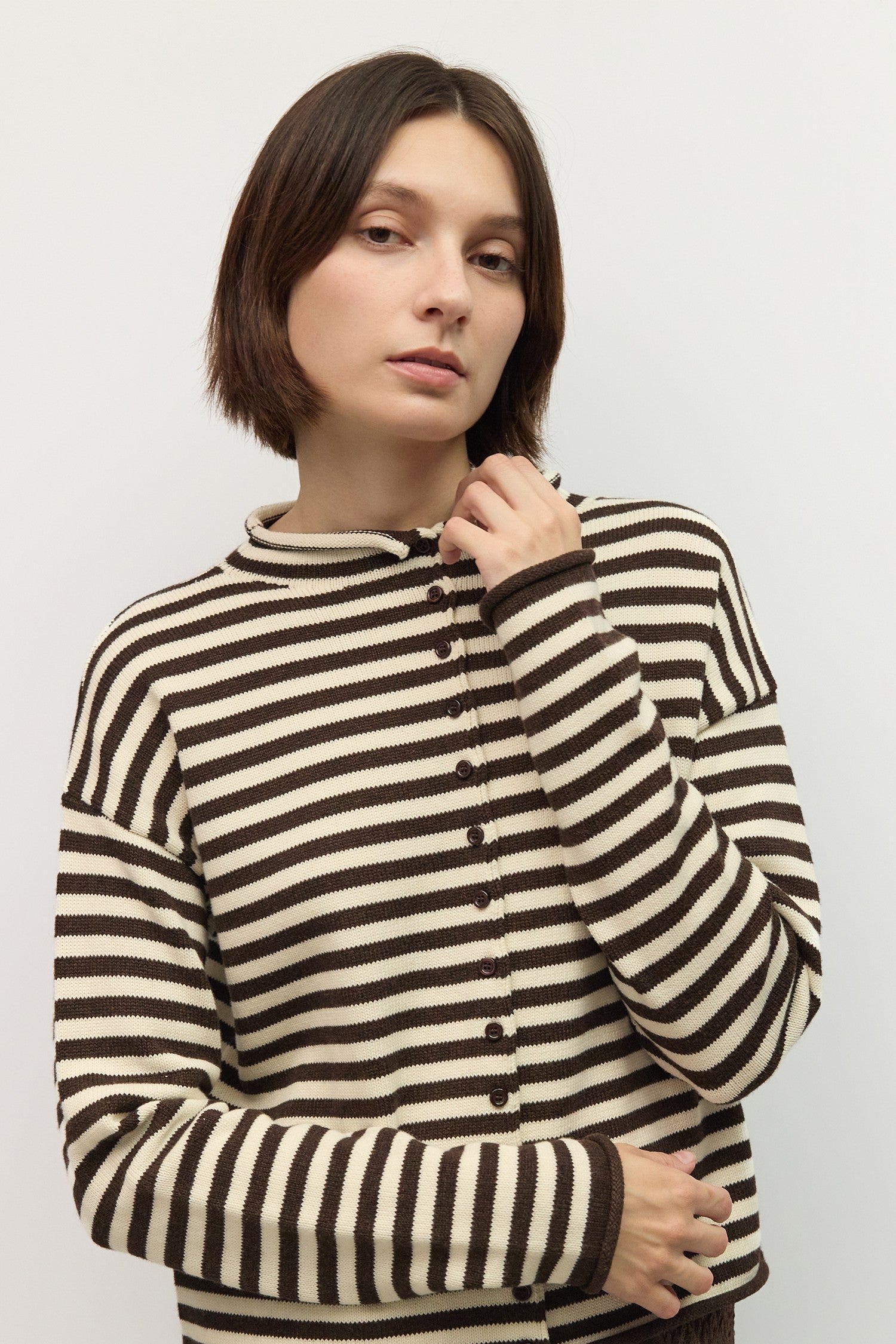Mod Ref - The Cecelia Cardigan | Brown/Cream