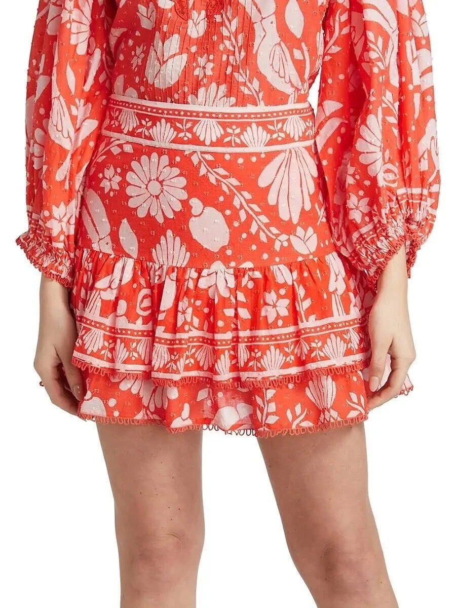 Farm Rio Orange Neon Jungle Mini Skirt (M)