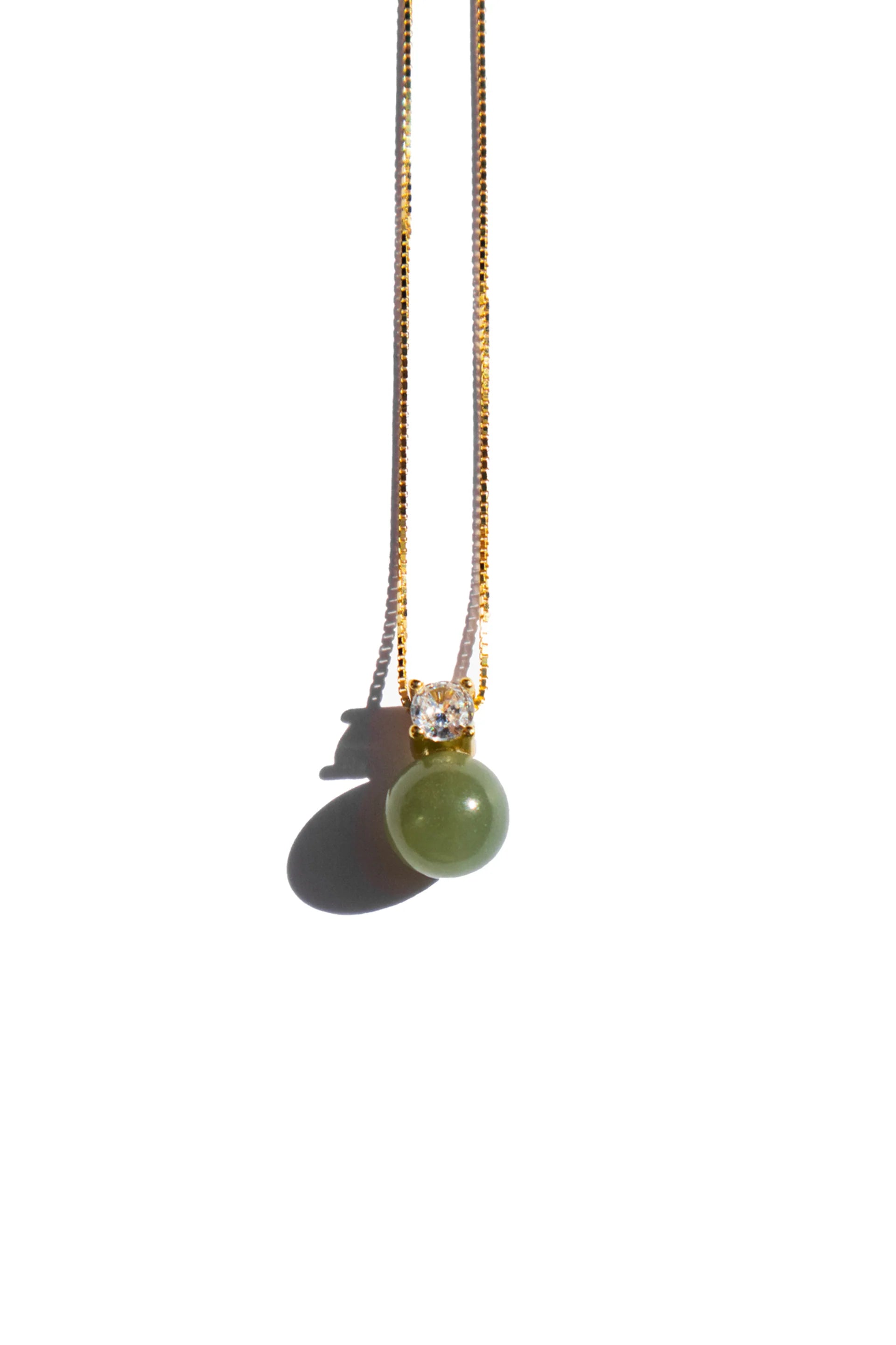 seree - Esther | Green Jade and Zircon Necklace