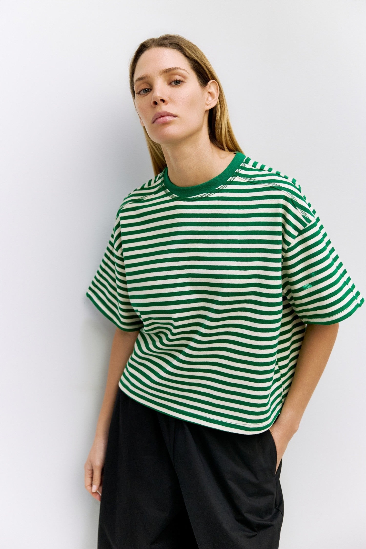 Mod Ref - The Max Top | Green-White Stripe