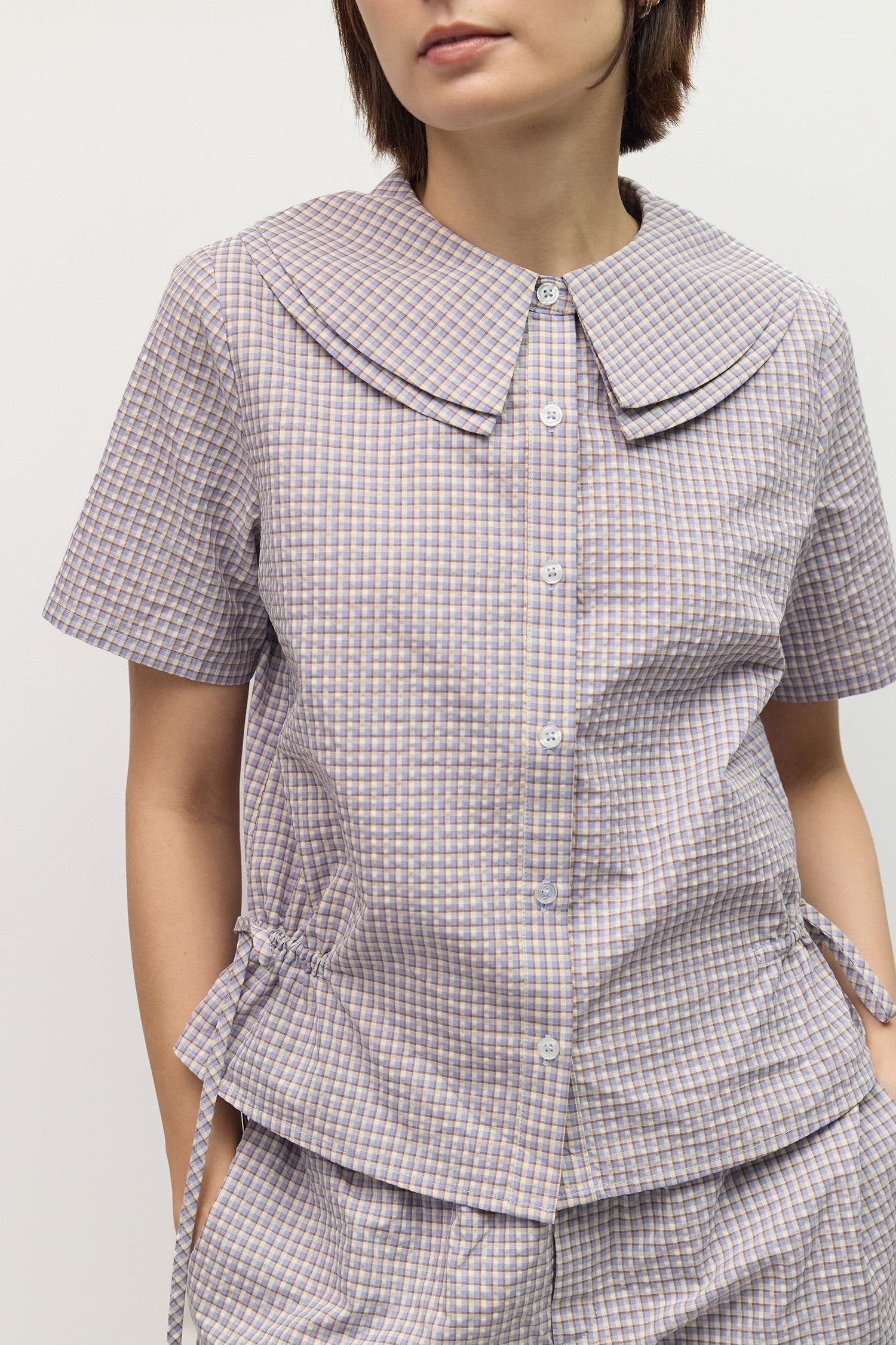 Mod Ref - The Daisy Top | Blue Brown Ivory Check