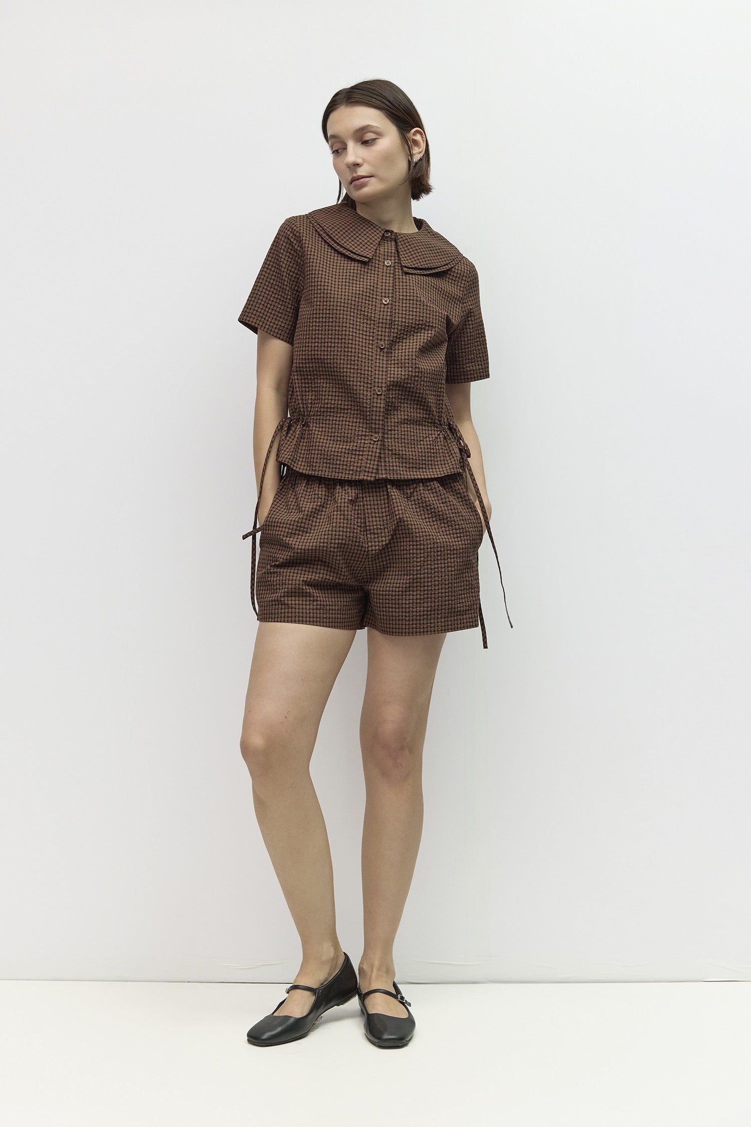 Mod Ref - The Daisy Short | Brown Navy Red Check