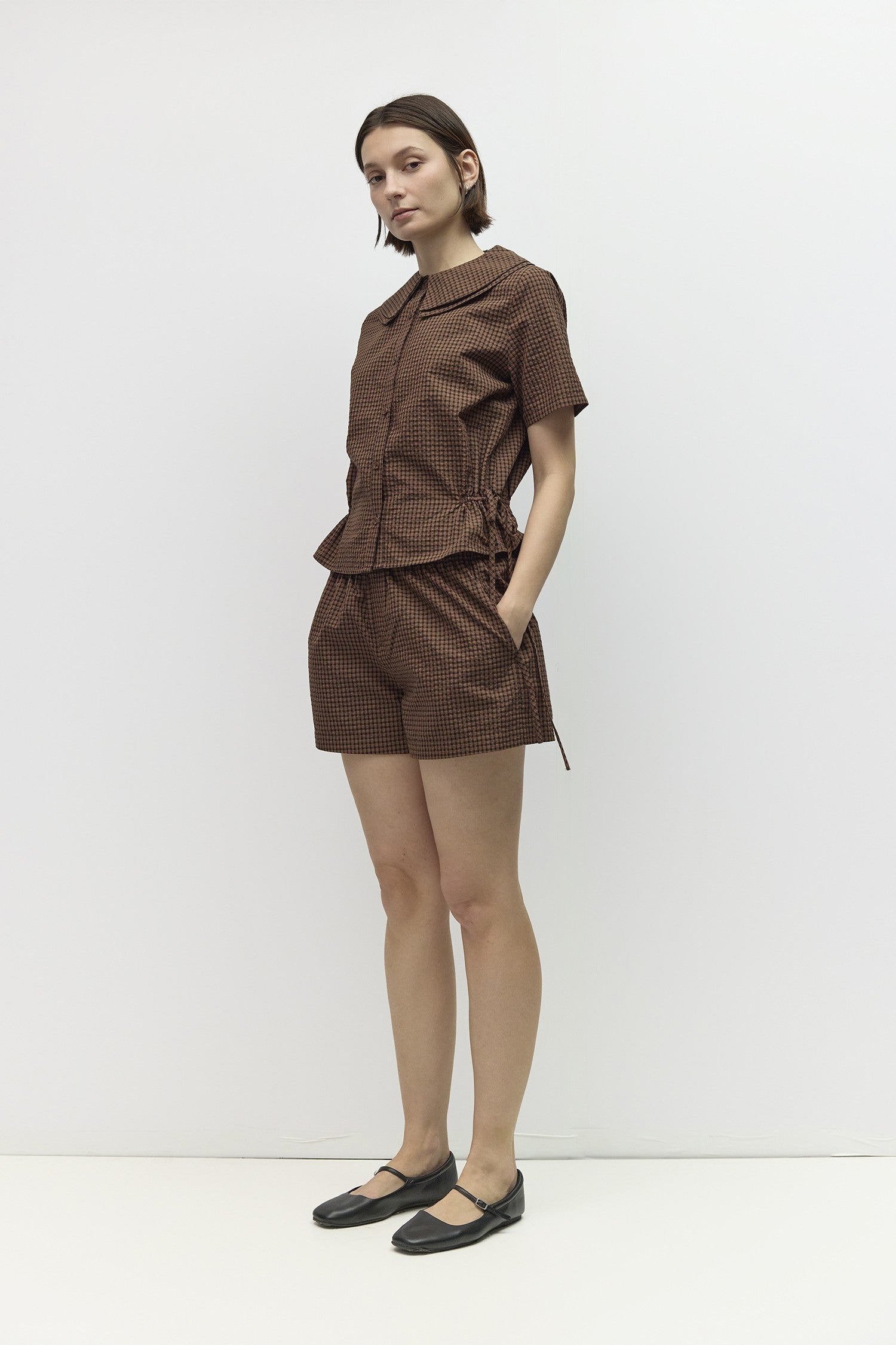Mod Ref - The Daisy Short | Brown Navy Red Check