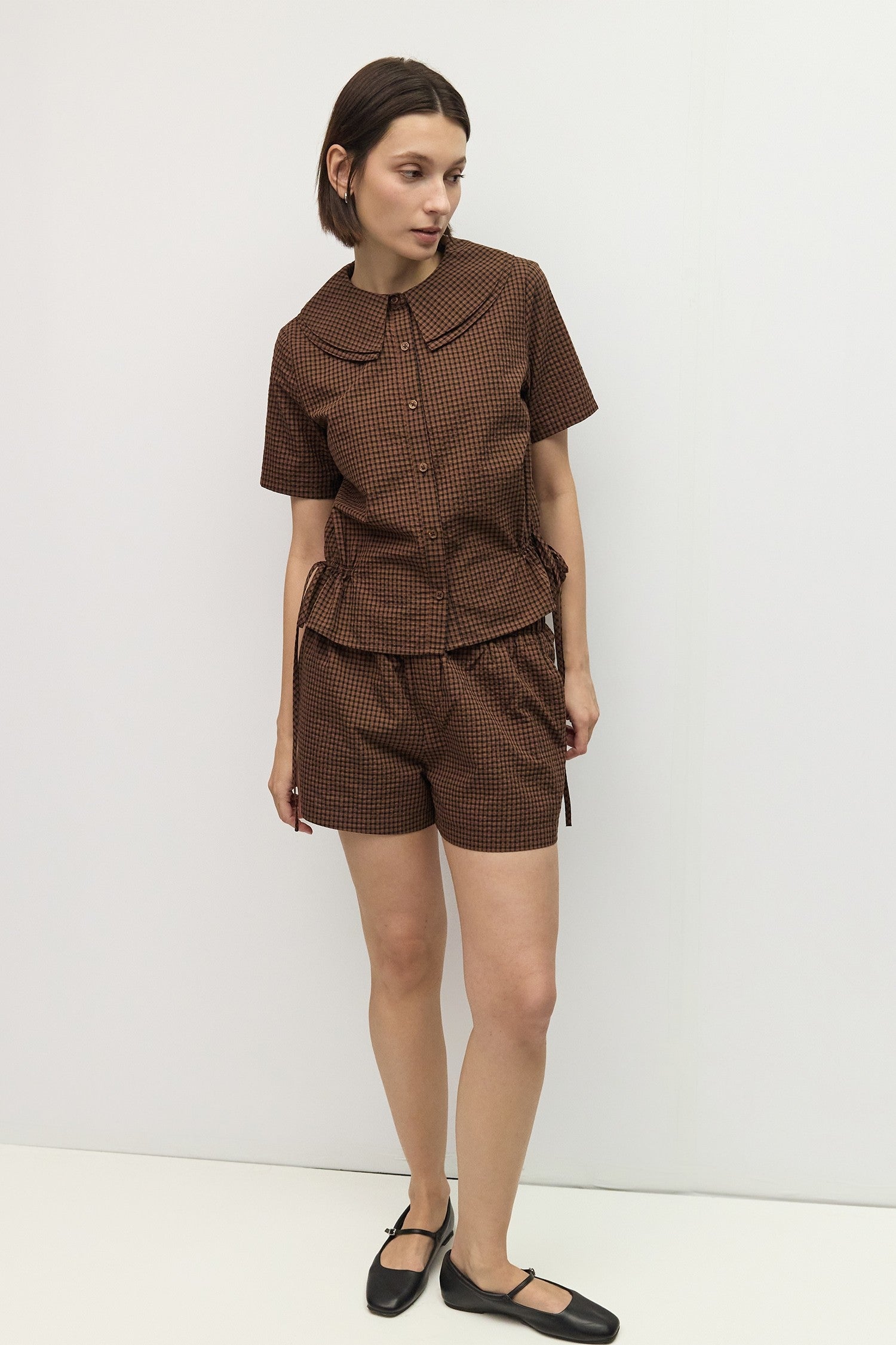 Mod Ref - The Daisy Short | Brown Navy Red Check