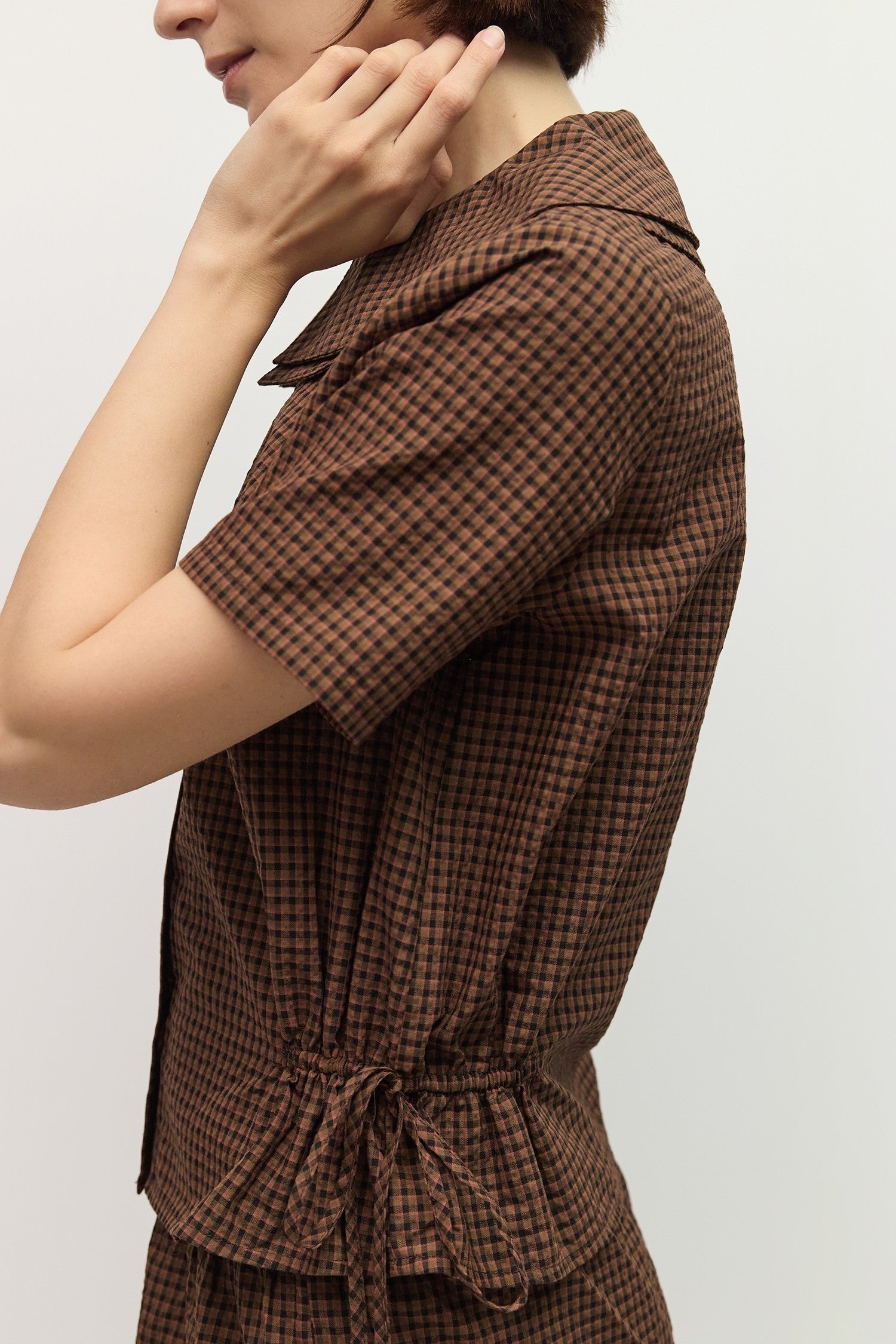 Mod Ref - The Daisy Top | Brown Navy Red Check