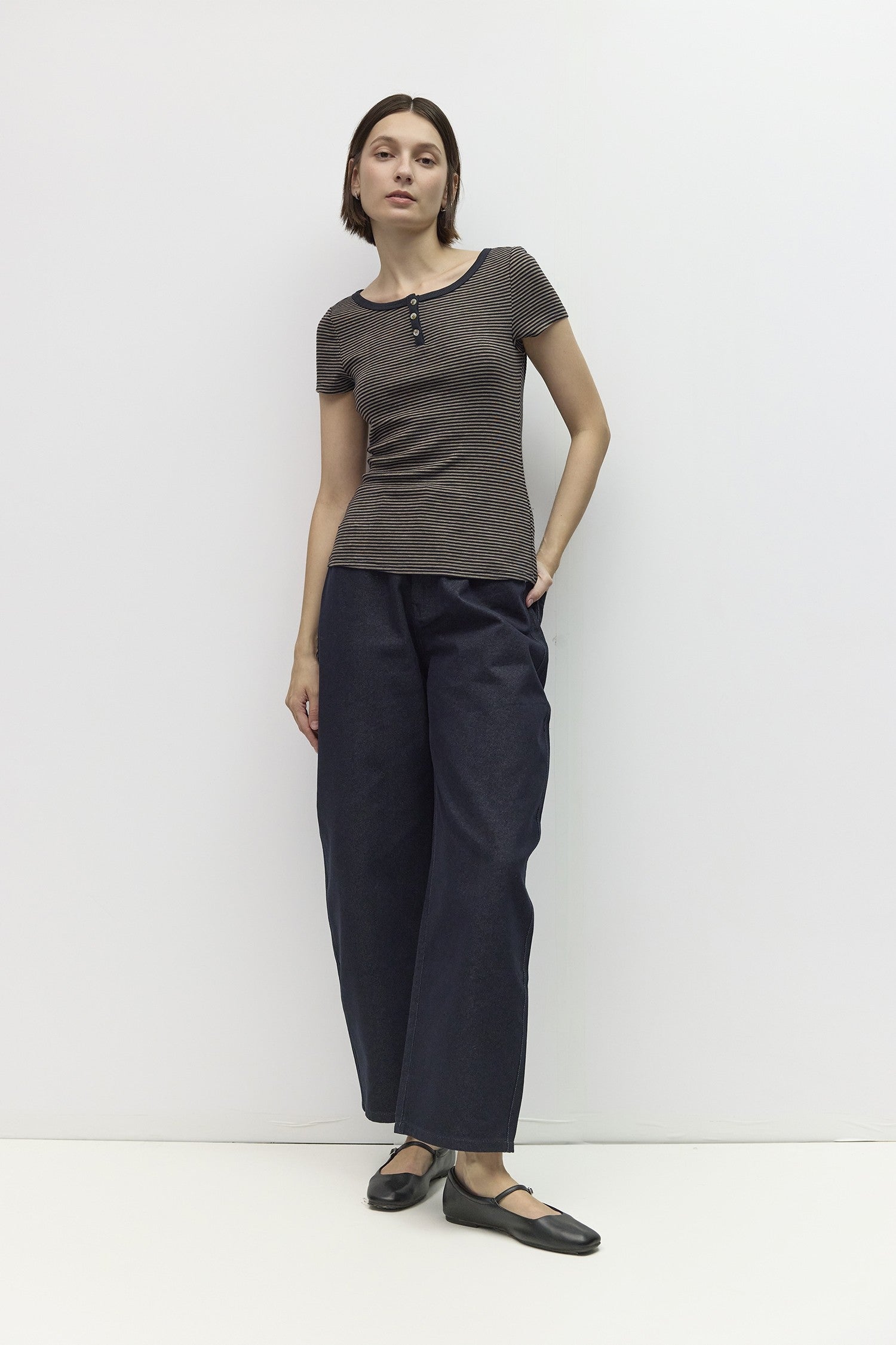 Mod Ref - The Britney Top | Navy/Taupe
