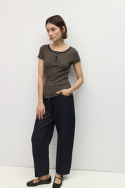 Mod Ref - The Britney Top | Navy/Taupe