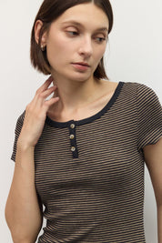 Mod Ref - The Britney Top | Navy/Taupe
