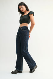 Just Black Denim - High Waisted Skater Jean | Dark Denim