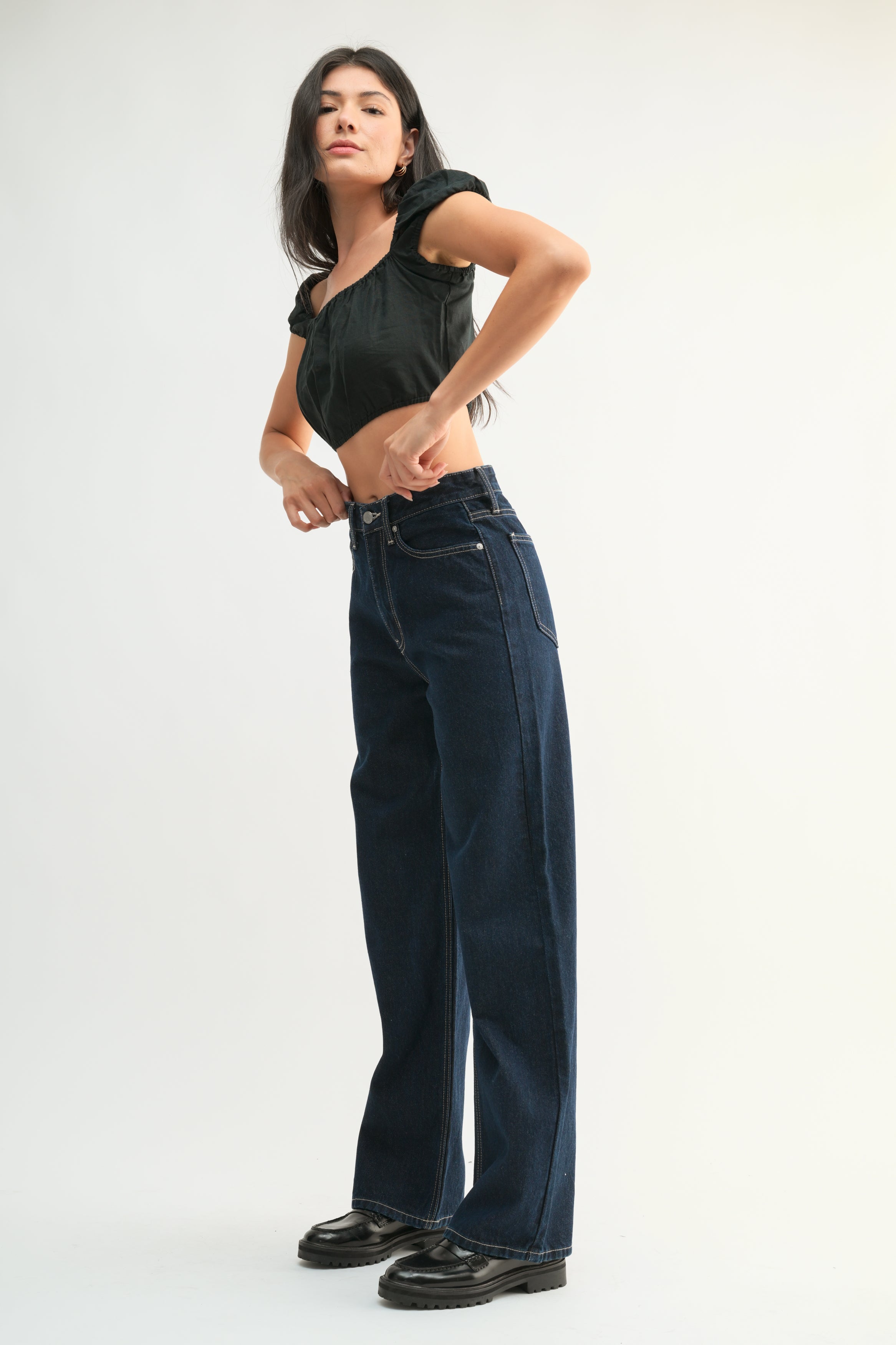 Just Black Denim - High Waisted Skater Jean | Dark Denim