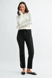 Just Black Denim - Bow Sliced Straight Leg | Black