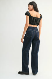 Just Black Denim - High Waisted Skater Jean | Dark Denim