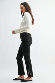 Just Black Denim - Bow Sliced Straight Leg | Black