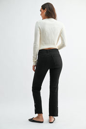 Just Black Denim - Bow Sliced Straight Leg | Black