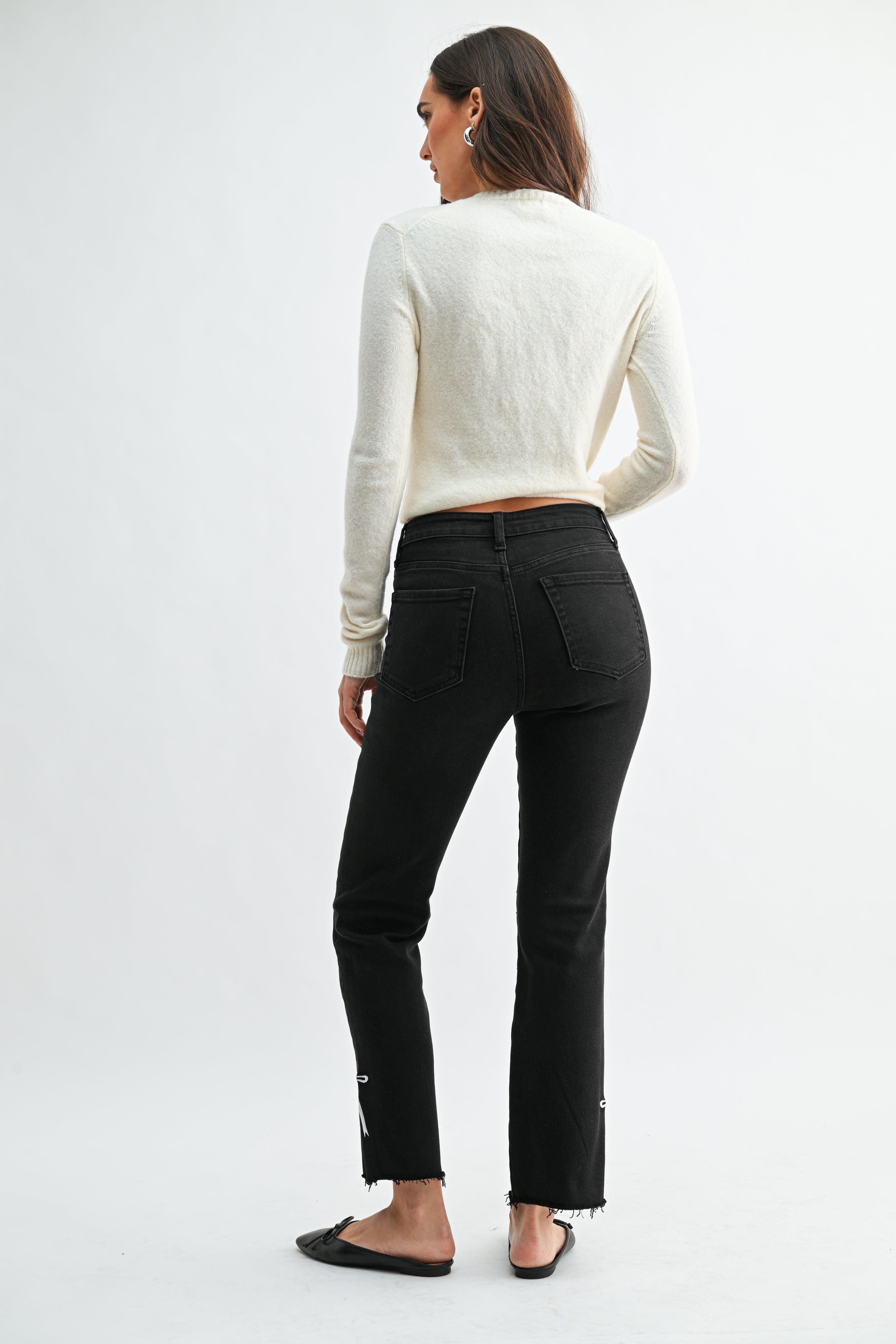 Just Black Denim - Bow Sliced Straight Leg | Black