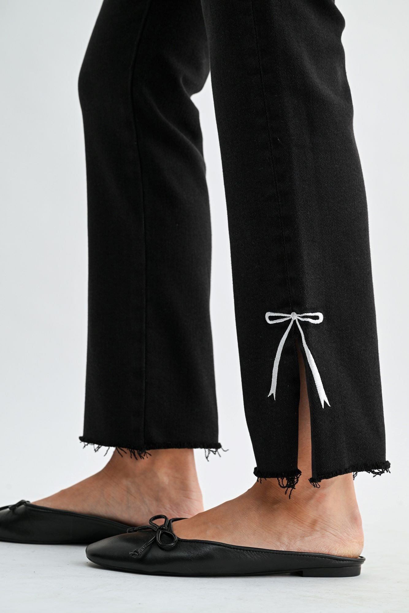 Just Black Denim - Bow Sliced Straight Leg | Black