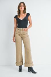 Just Black Denim - Cuffed Palazzo | Dark Khaki