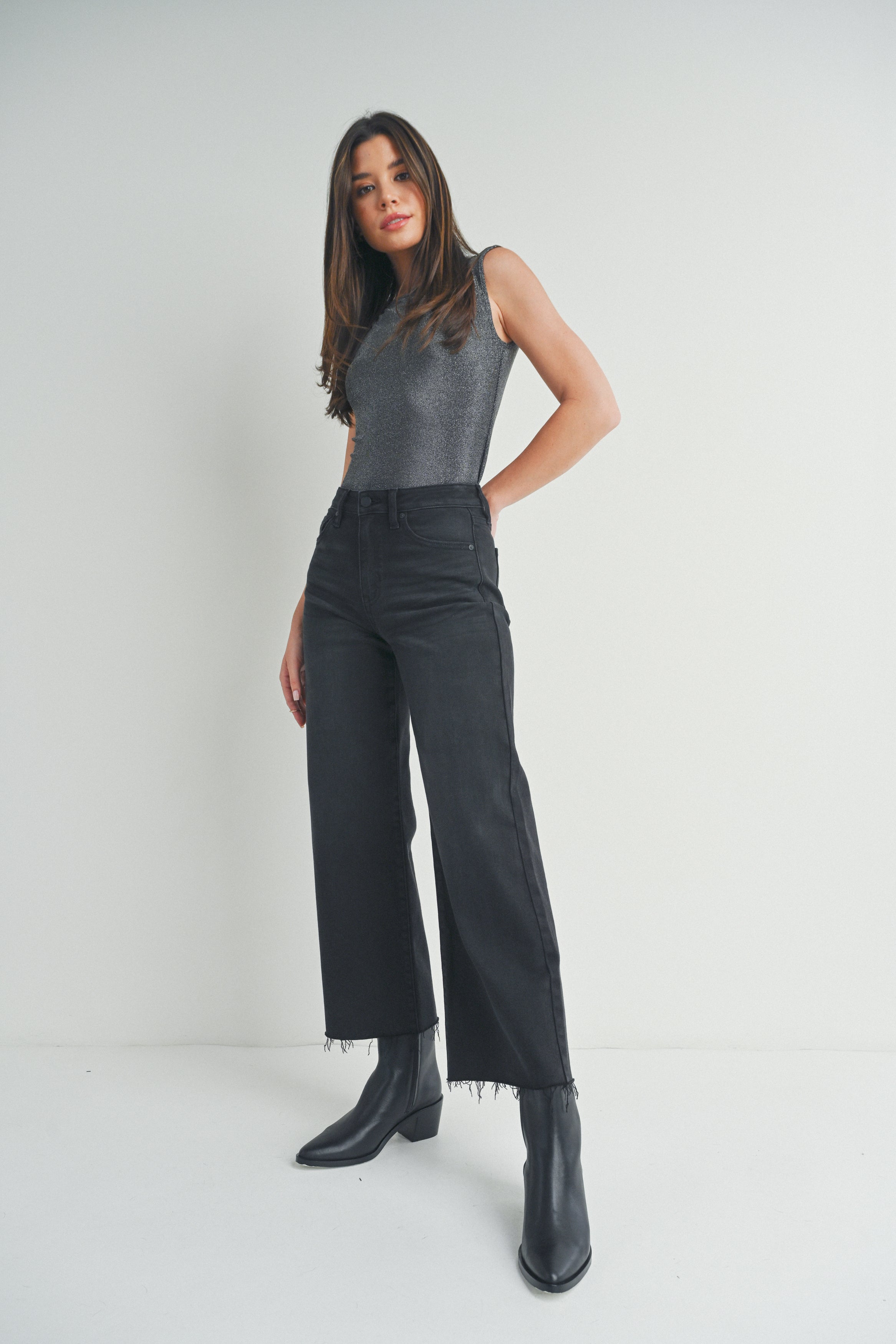 Just Black Denim - Slim Wide Leg | Washed Black