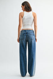 Just Black Denim - Contrast Angle Seam Wide Leg | Medium Denim