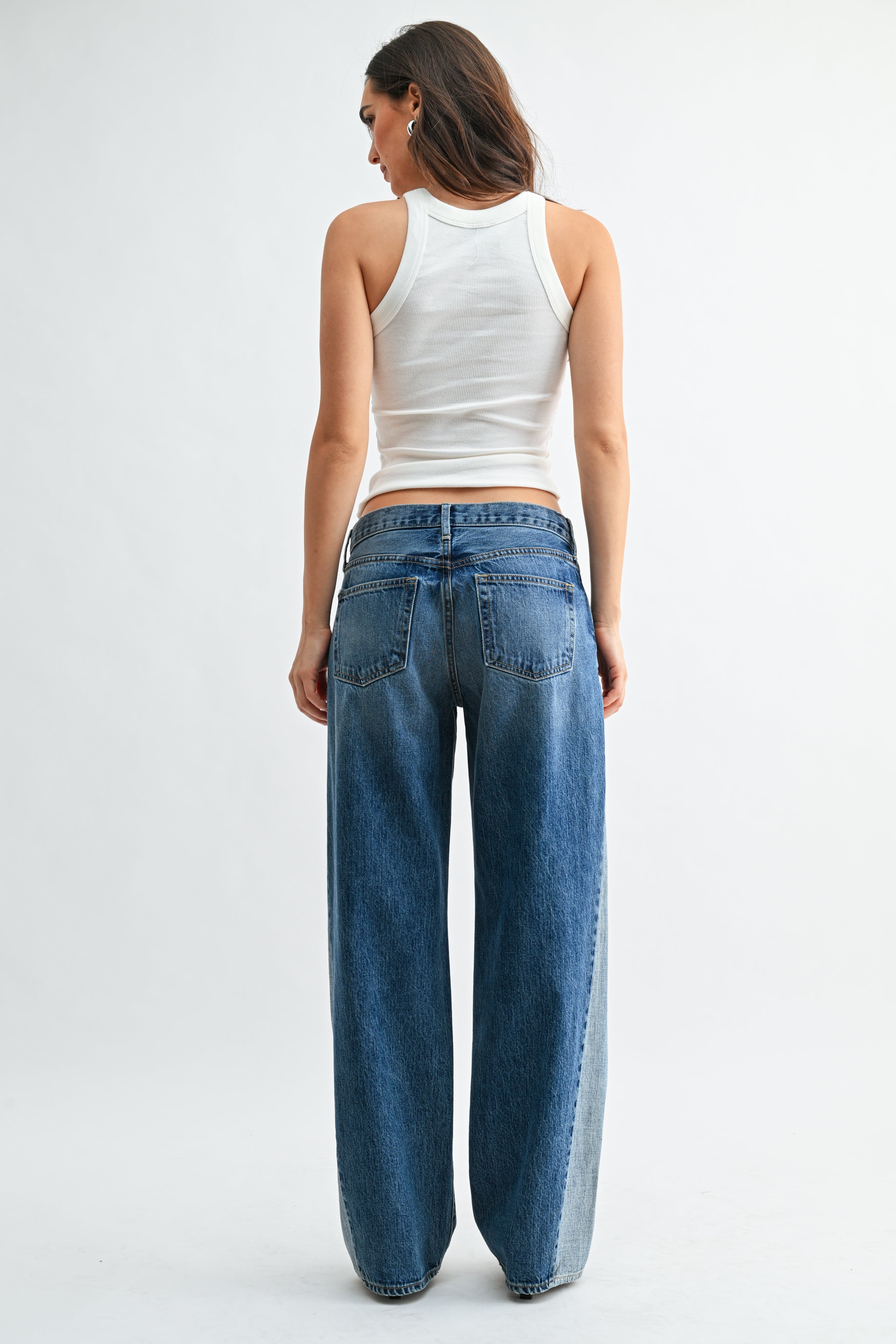 Just Black Denim - Contrast Angle Seam Wide Leg | Medium Denim