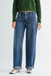 Just Black Denim - Mr Cuffed Barrel Jeans | Dark Denim