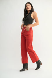 Just Black Denim - High Rise Utility Wide Leg | Cranberry