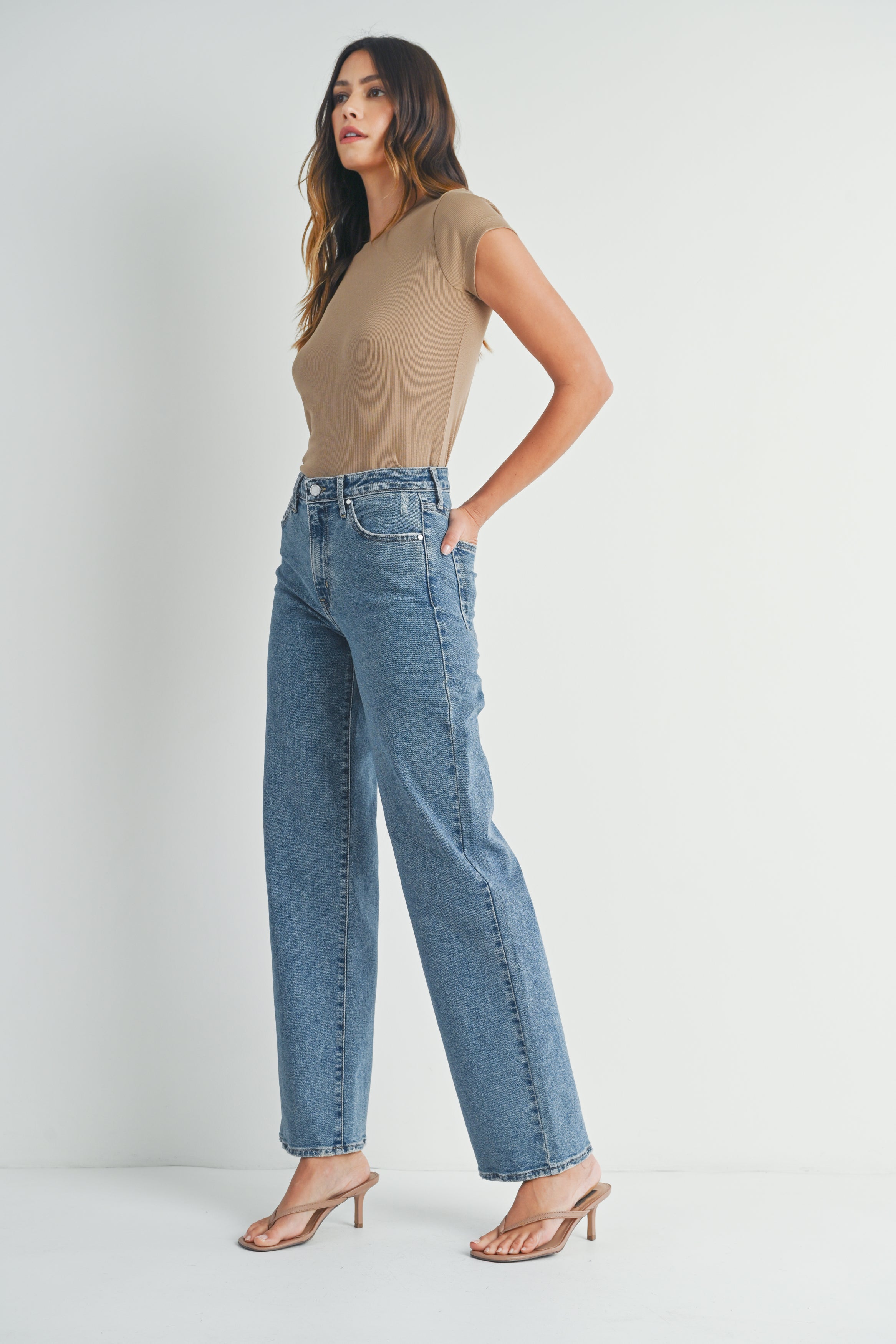 Just Black Denim - Longer Length Wide Leg Denim | Medium Denim