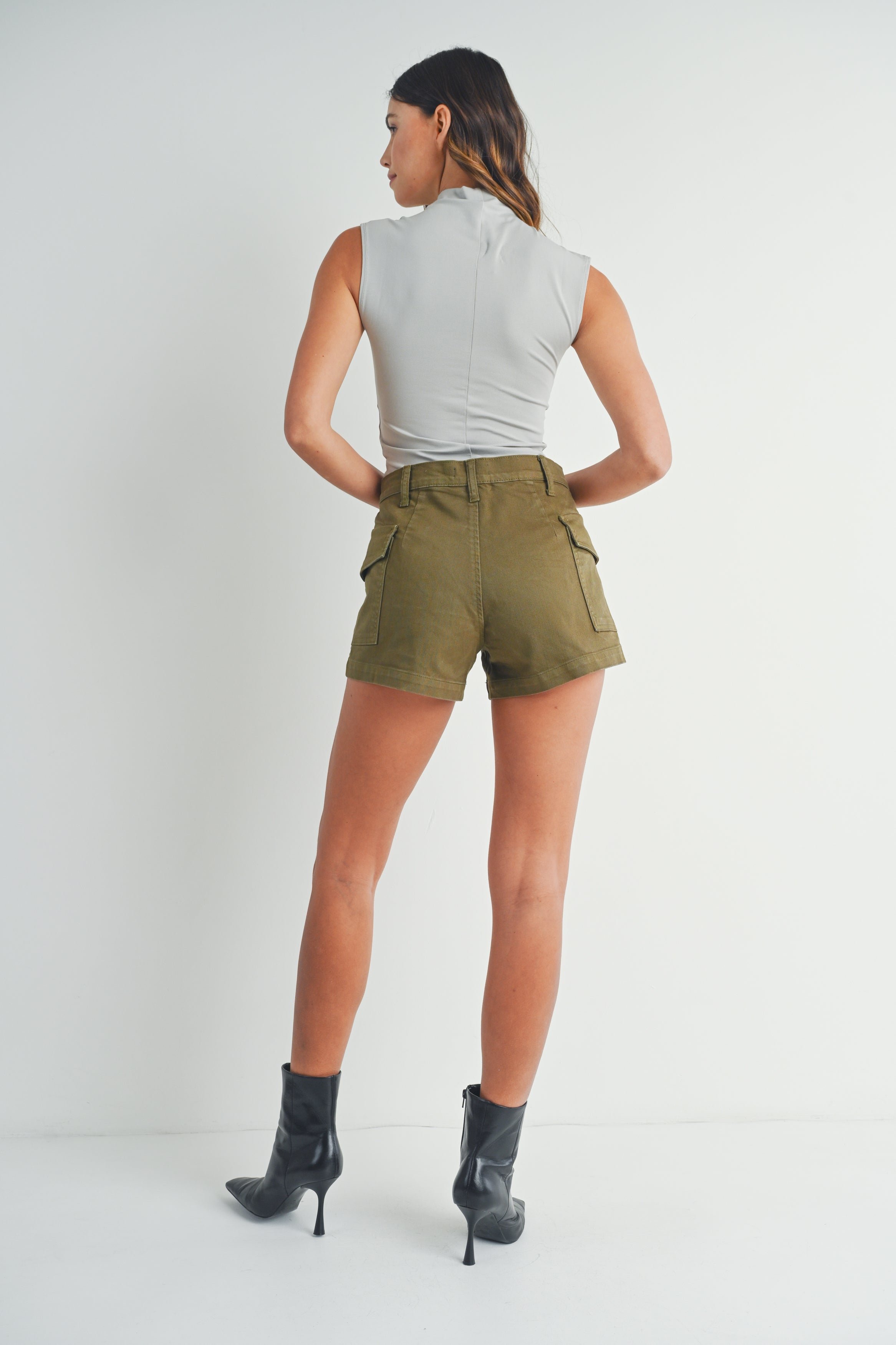 Just Black Denim - Cargo Stretch Short | Olive