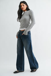 Just Black Denim - Destiny Baggy Wide Leg | Dark Denim