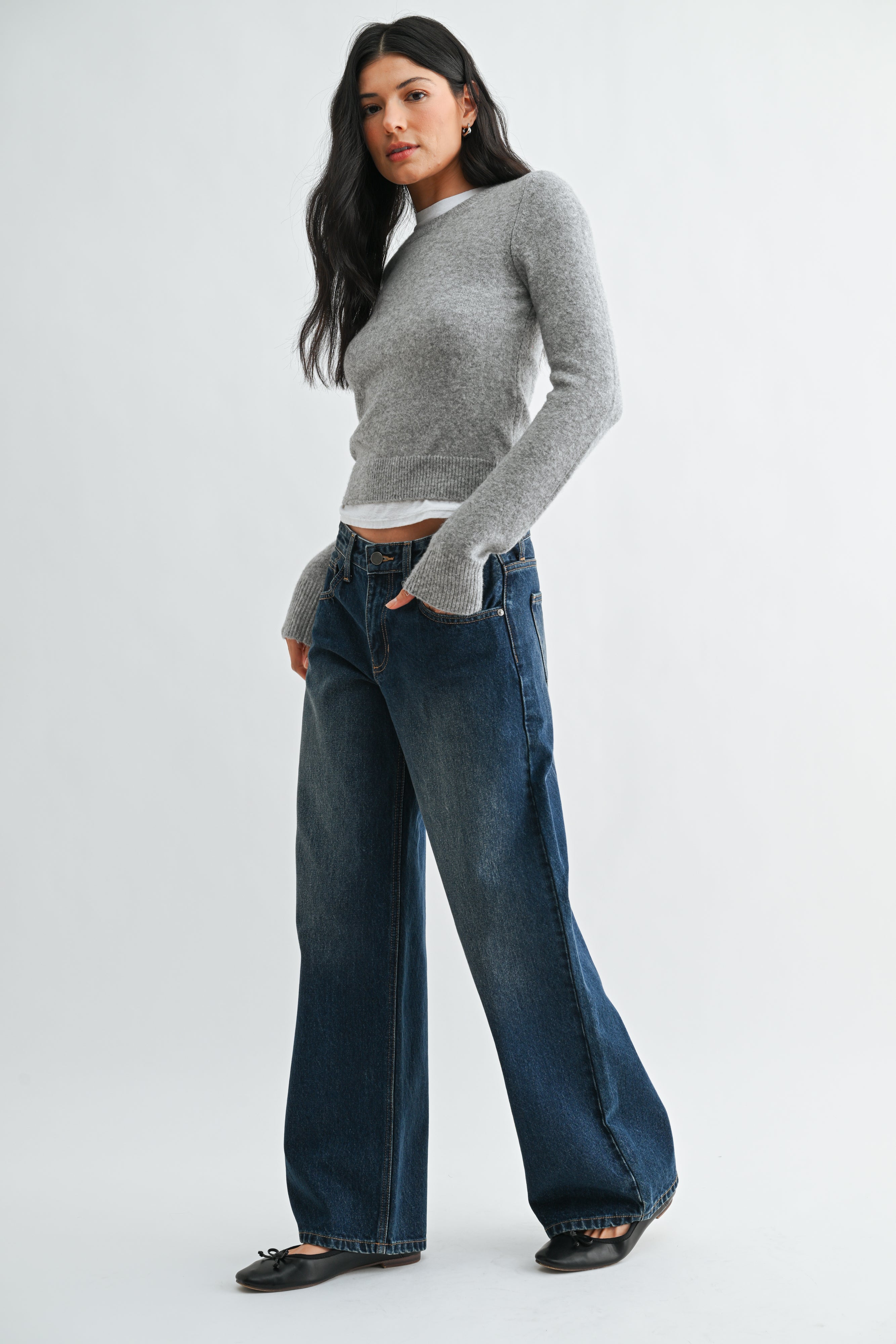 Just Black Denim - Destiny Baggy Wide Leg | Dark Denim