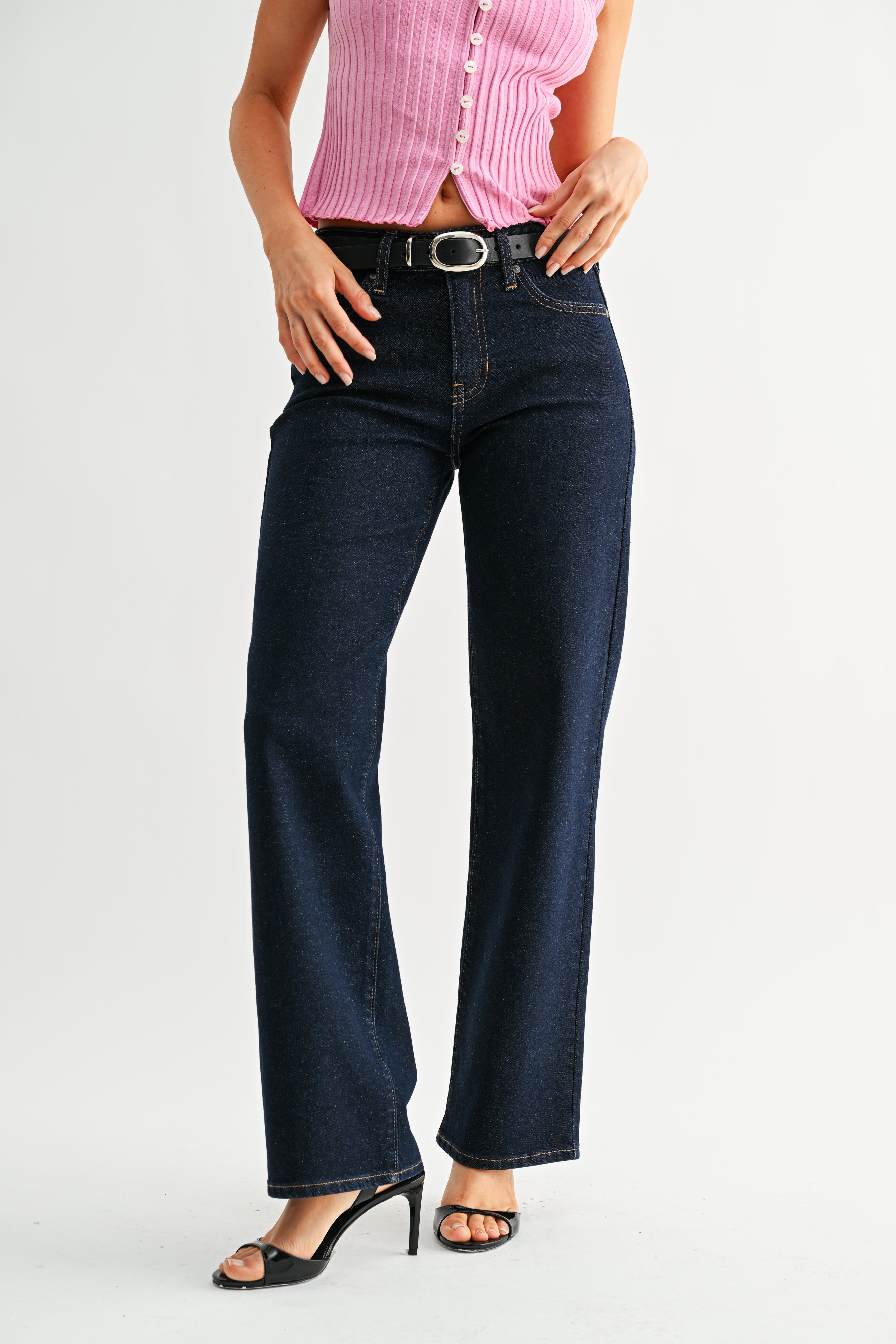 Just Black Denim - Loose Low Rise Stretch Straight | Super Dark