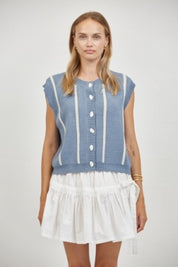 a.ren - Paige Sweater Vest | Dusty Blue