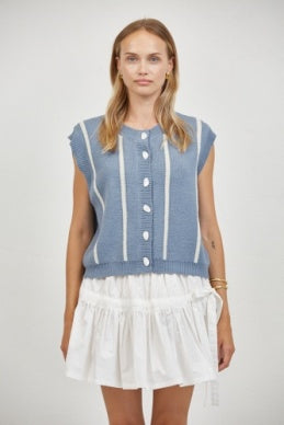 a.ren - Paige Sweater Vest | Dusty Blue
