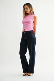 Just Black Denim - Loose Low Rise Stretch Straight | Super Dark