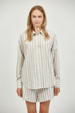a.ren - Loire Striped Top | Dusty Blue