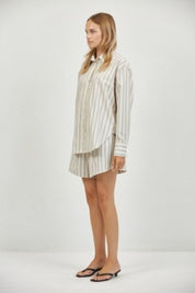 a.ren - Loire Striped Top | Dusty Blue
