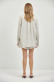 a.ren - Loire Striped Top | Dusty Blue